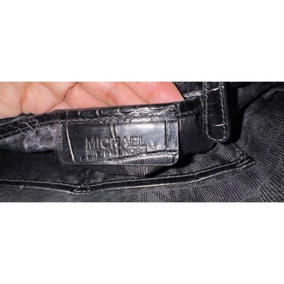 Michael Kors Smythe Small Dome Cross Stich Satchel Walnut Black - Picture 9 of 11